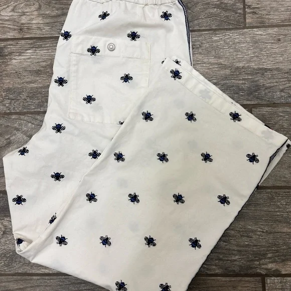 Anthropologie Navy & White Cropped Wide-Leg Pants with Side Stripe - Picture 2 of 8